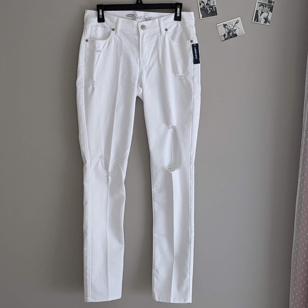 NWT  Old Navy White Distressed Denim Jeans Size 6 Long
